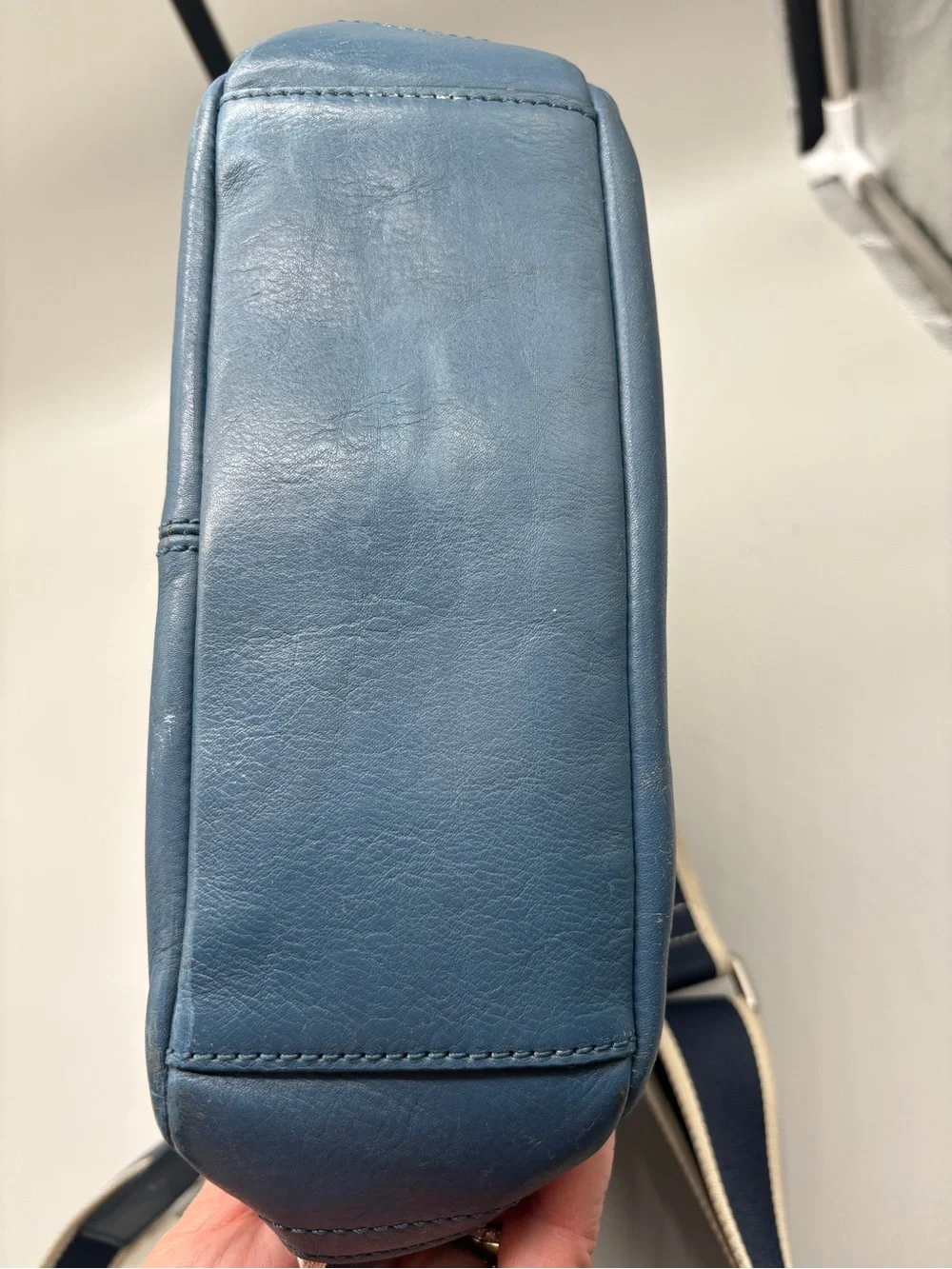 Coach Blue Leather Crossbody Messenger Bag Adjustable Strap Men’s
